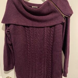 Purple Cable Knit Sweater